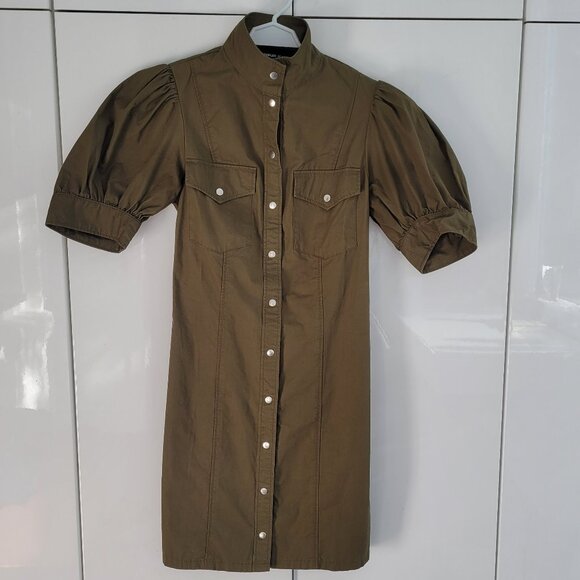 The Kooples Shirt-style Buttoned Khaki dress in cotton Size 1 - Picture 4 of 11